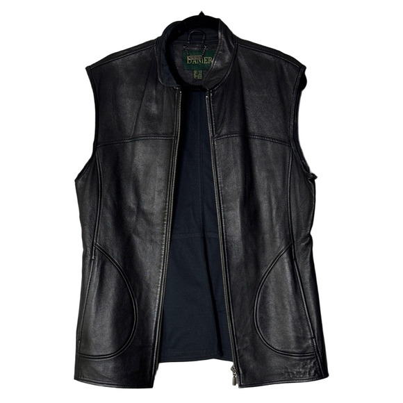 Danier Women's Sleeveless Black Leather Zippered Vest - Picture 1 of 9